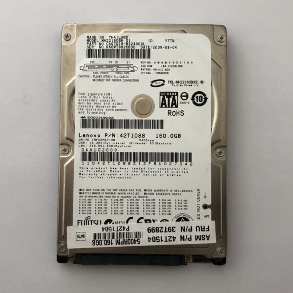 Σκληρός Δίσκος Fujitsu 2.5" MHZ2160BH G1 ( 160GB ) ( SATA )