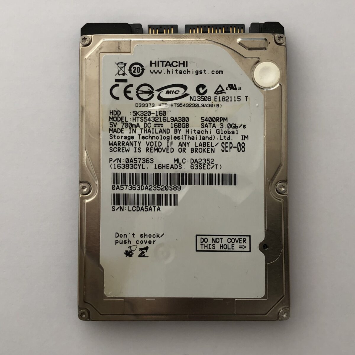 Σκληρός Δίσκος Hitachi 2.5" HTS543216L9A300 ( 160GB ) ( SATA )