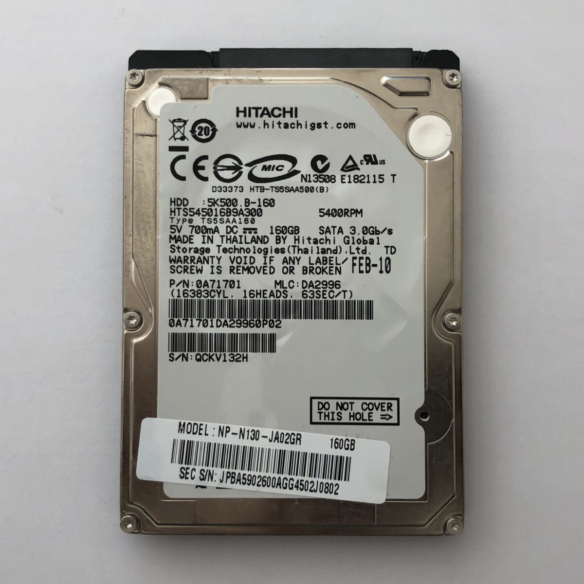 Σκληρός Δίσκος Hitachi 2.5" HTS545016B9A300 ( 160GB ) ( SATA )