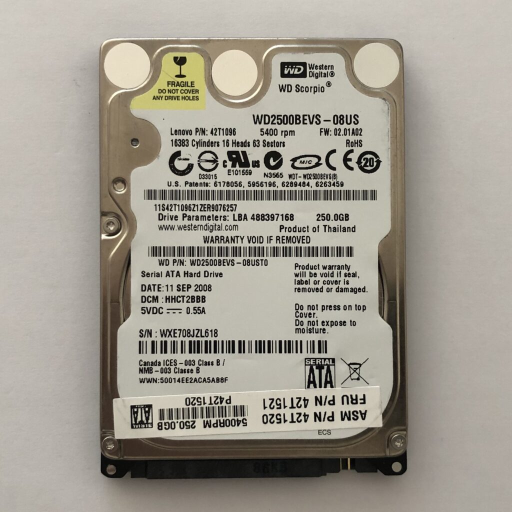 Σκληρός Δίσκος Western Digital 2.5" WD2500BEVS-08US ( 250GB ) ( SATA )