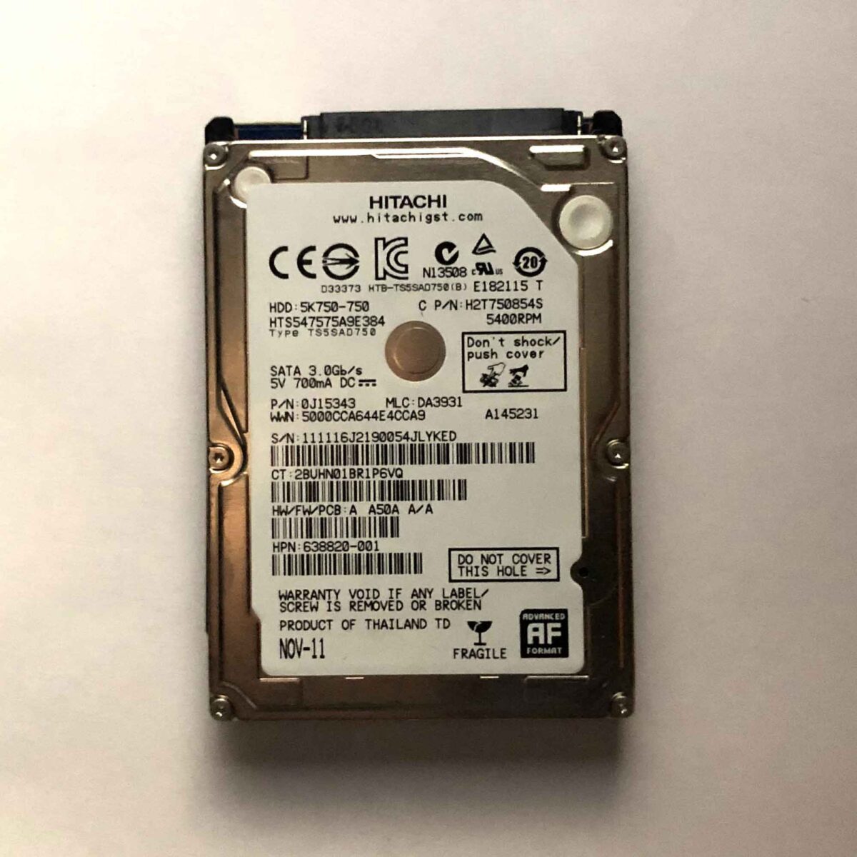 Σκληρός Δίσκος Hitachi 2.5" HTS547575A9E384 ( 750GB ) ( SATA )